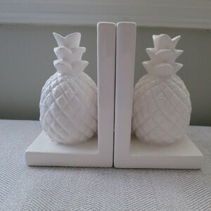 White Ceramic Pineapple Book Ends